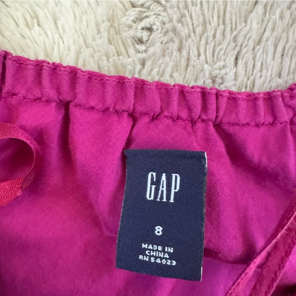 Vintage GAP pink fuschia Tiered Ruffle Eyelet Summer Dress sleeveless size 8 - Picture 12 of 14